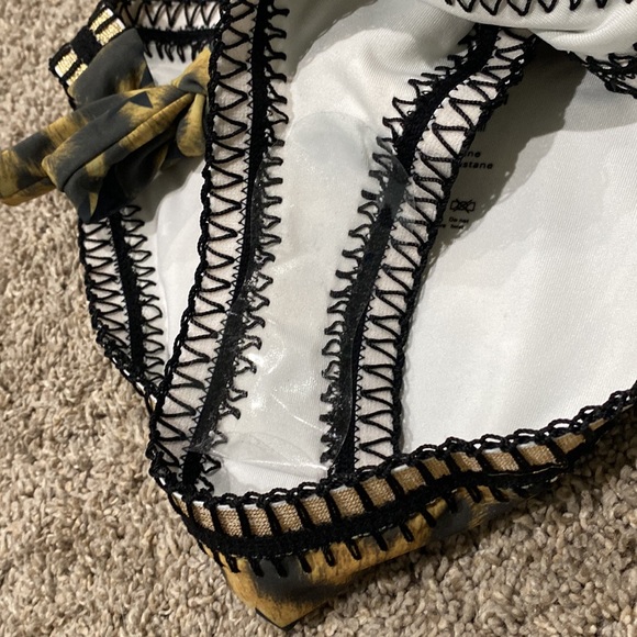 PQ Swim Platinum Swimwear Black with Gold jungle Crochet Trim Bikini Set - Picture 5 of 6